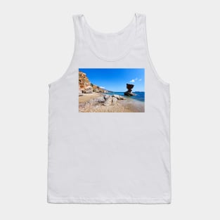 Rock formations at Liopessi near St. Peter in Andros, Greece Tank Top